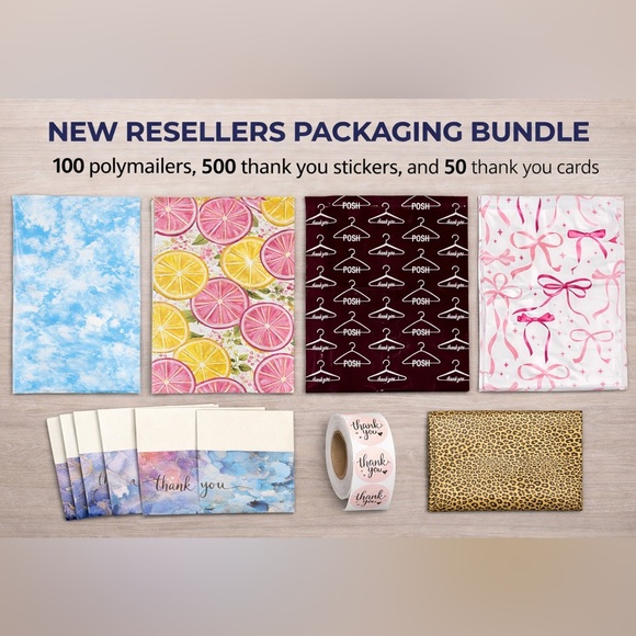 ✨New Resellers Packaging Bundle✨100 Polymailers•500 Stickers•50 Thank You Cards